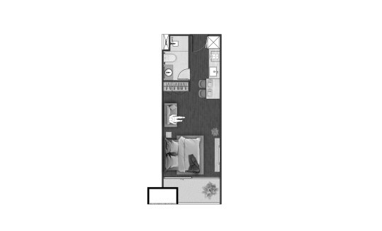Condominium floor plan, 1 room in building Building A Next Point Condominium in Rawai, Phuket, Thailand, Next Point Condominium No. 11008 (2D)