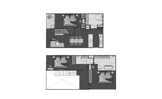 Penthouse floor plan, 3 bedrooms in building Building A Next Point Condominium in Rawai, Phuket, Thailand, Next Point Condominium No. 11017 (2D)