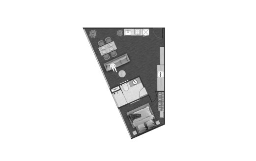 Condominium floor plan, 1 bedroom in building Building A Next Point Condominium in Rawai, Phuket, Thailand, Next Point Condominium No. 11012 (2D)