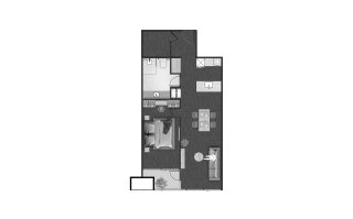 Condominium floor plan, 1 bedroom in building Building B Next Point Condominium in Rawai, Phuket, Thailand, Next Point Condominium No. 11013