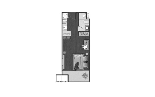 Condominium floor plan, 1 room in building Building B Next Point Condominium in Rawai, Phuket, Thailand, Next Point Condominium No. 11009 (2D)