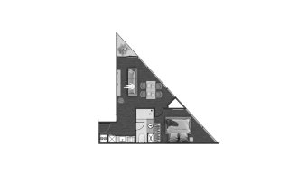 Condominium floor plan, 1 bedroom in building Building B Next Point Condominium in Rawai, Phuket, Thailand, Next Point Condominium No. 11011